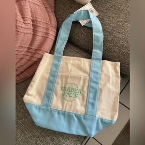 Trader Joe’s Blue Mini tote bag.